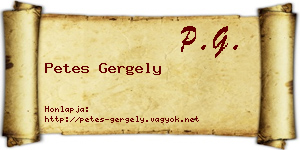 Petes Gergely névjegykártya